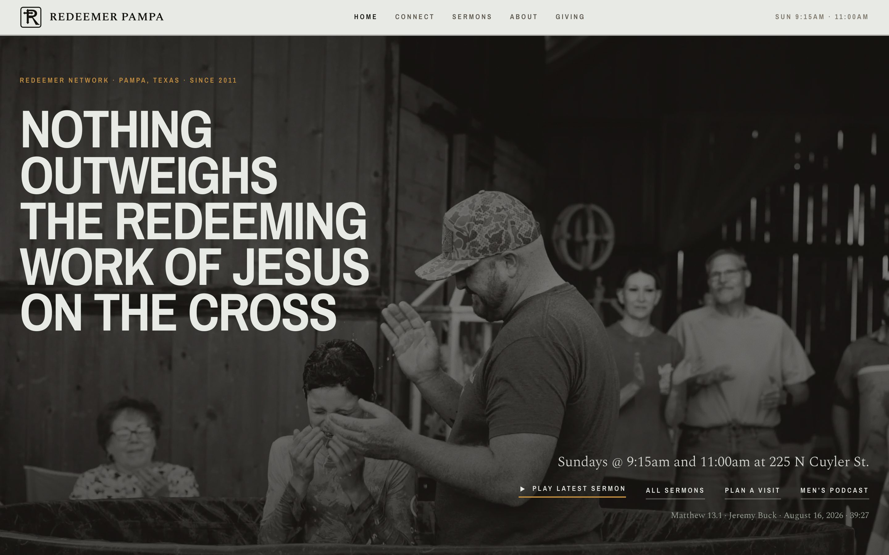 The Redeemer Pampa website on a laptop