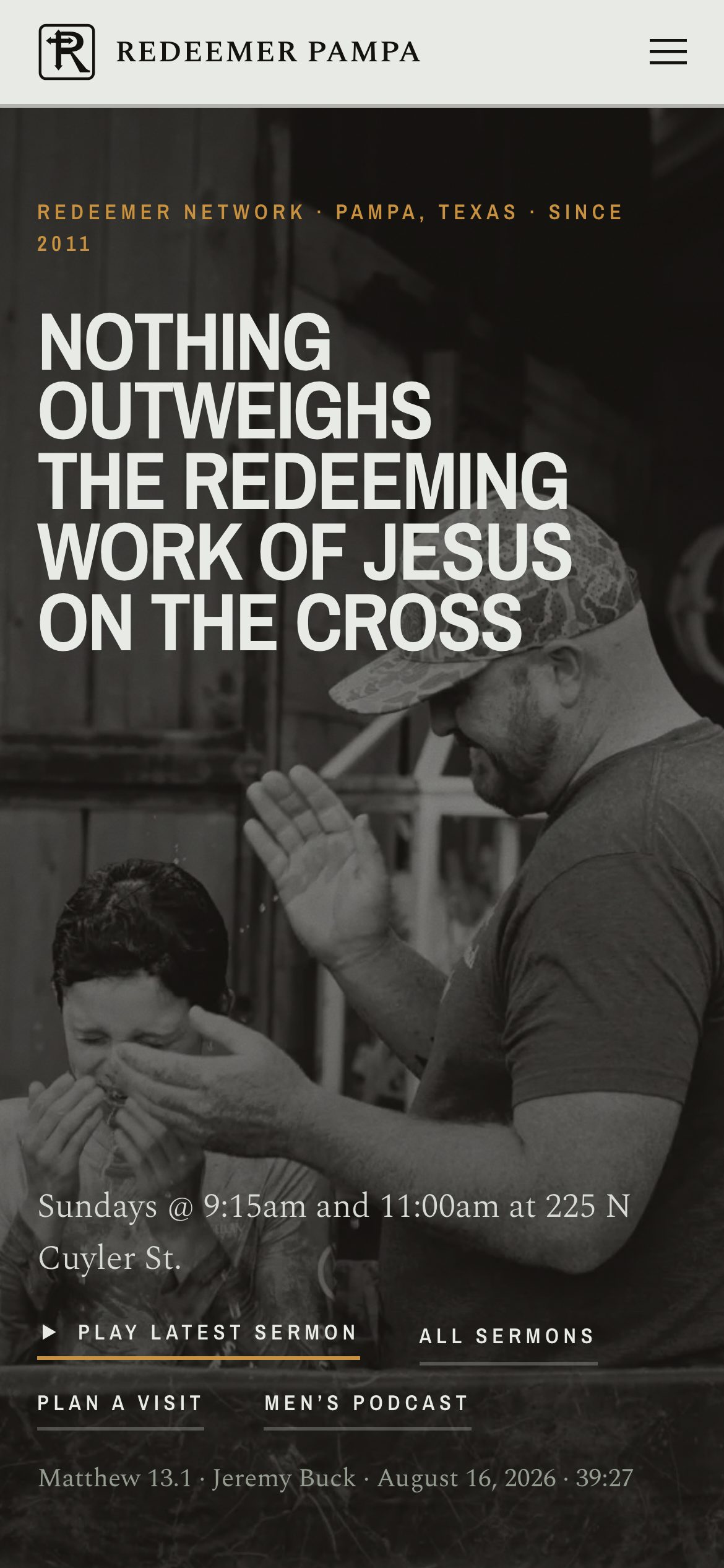 The Redeemer Pampa website on a phone